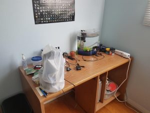 Clean microscope desk!