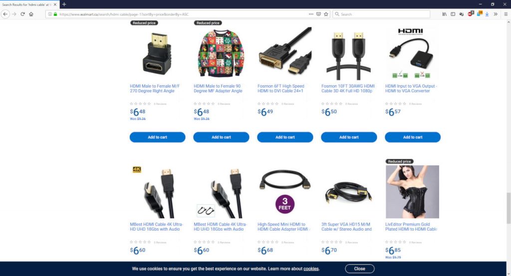 Walmart HDMI Cable "Selection"